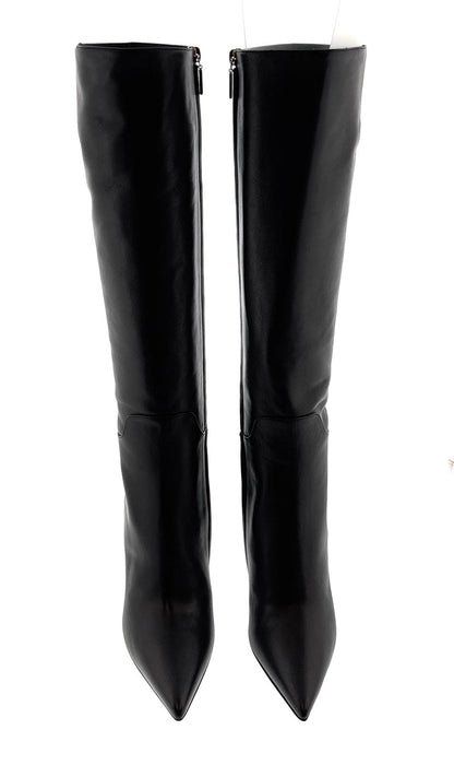Dolce & Gabbana Black Leather Tall Stiletto Boots