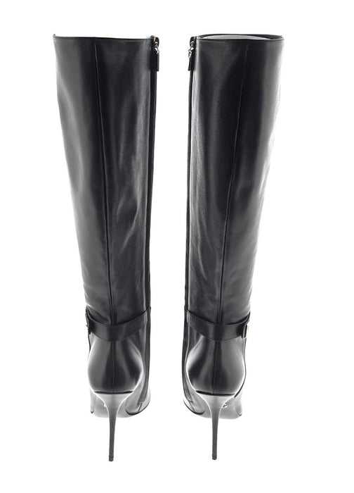 Dolce & Gabbana Black Leather Tall Stiletto Boots