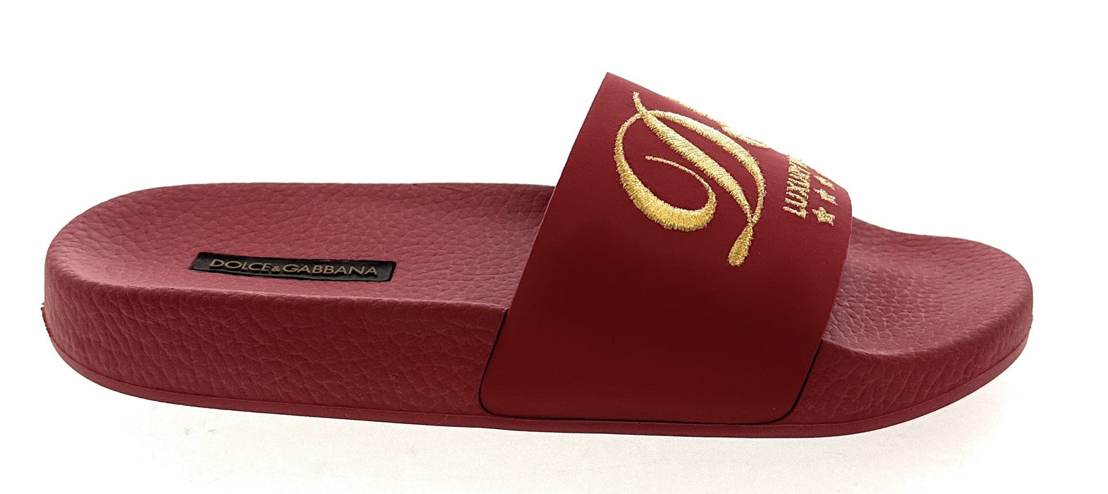 Dolce & Gabbana Red Embroidered Logo Pool Slides
-EU36