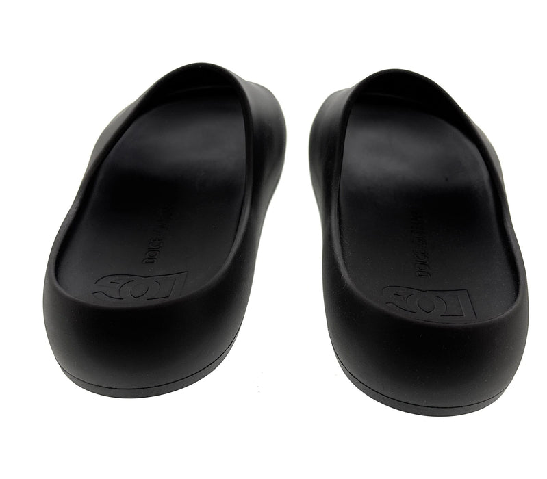 Dolce & Gabbana Matte Black DG Logo Embossed Slides
-EU35