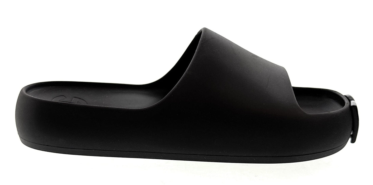 Dolce & Gabbana Matte Black DG Logo Embossed Slides
-EU35