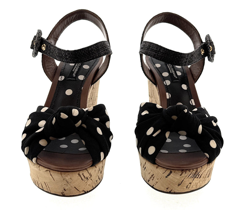 Dolce & Gabbana Polka Dot Cork Wedge Sandals
-EU36