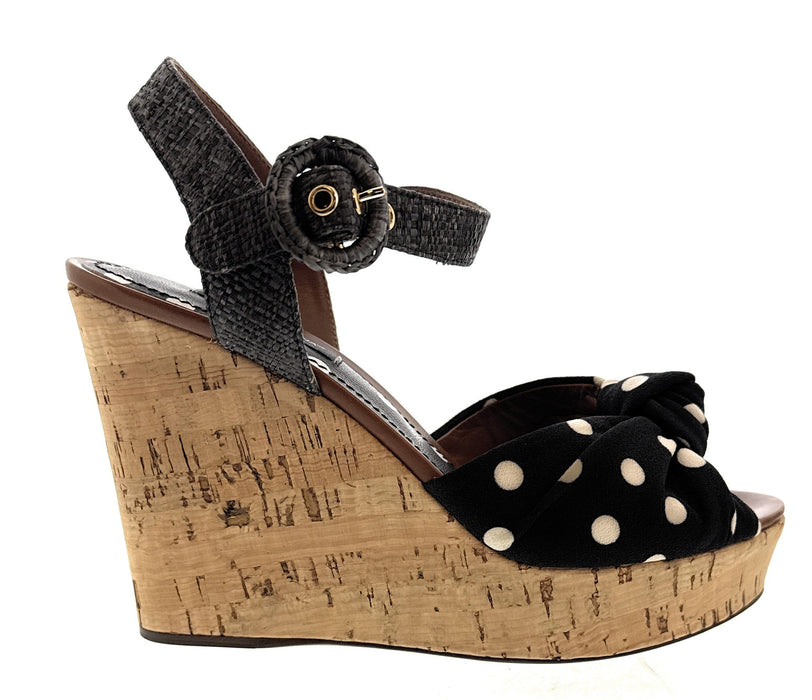 Dolce & Gabbana Polka Dot Cork Wedge Sandals
-EU36