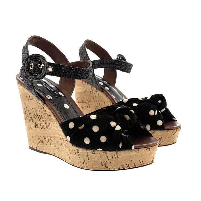 Dolce & Gabbana Polka Dot Cork Wedge Sandals
-EU36