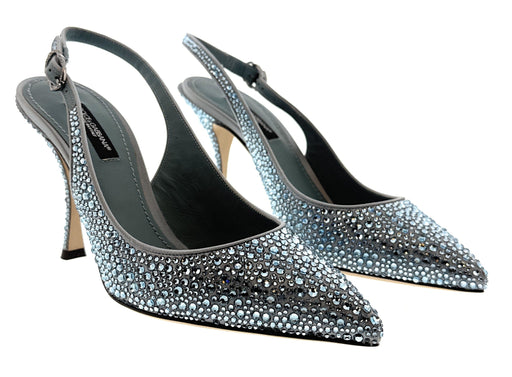 Dolce & Gabbana Blue Crystal Embellished Slingback Pumps-EU35