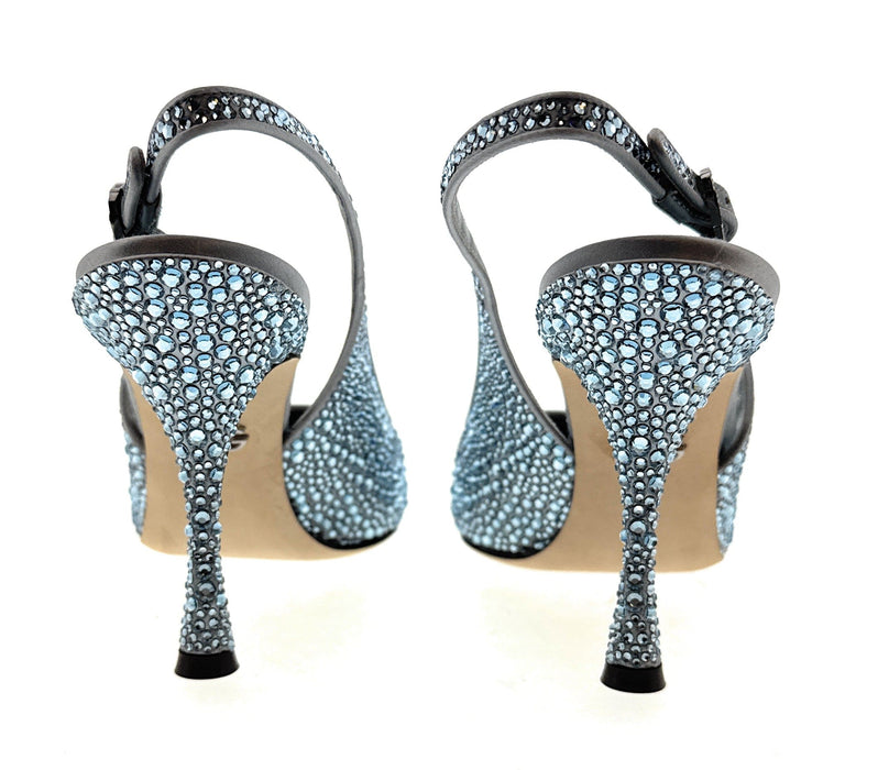 Dolce & Gabbana Blue Crystal Embellished Slingback Pumps-EU35.5