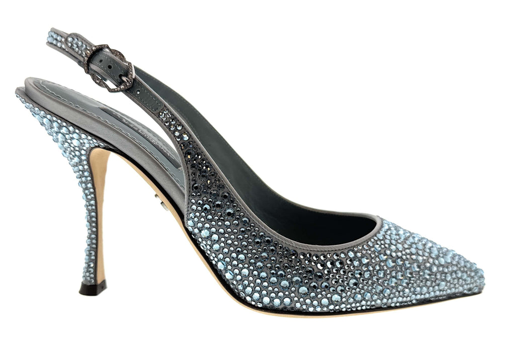 Dolce & Gabbana Blue Crystal Embellished Slingback Pumps-EU35.5