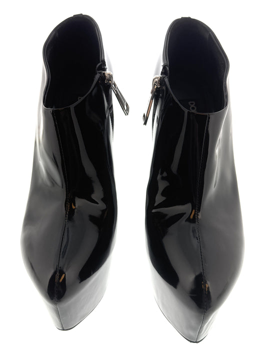 Dolce & Gabbana Black Patent Leather Wedge Platform Ankle Boots-EU39