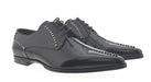 Dolce & Gabbana Men's Black Studded Patent Leather Lace-Up Oxford Shoes-EU42.5