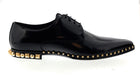 Dolce & Gabbana Men's Black Studded Heel Leather Lace-Up Oxford Shoes-EU43