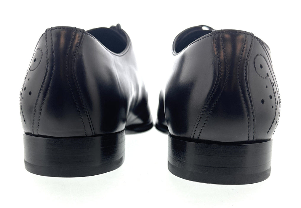 Dolce & Gabbana Men's Black Leather Derby Dress Shoes with Perforated Detailing-EU43.5
