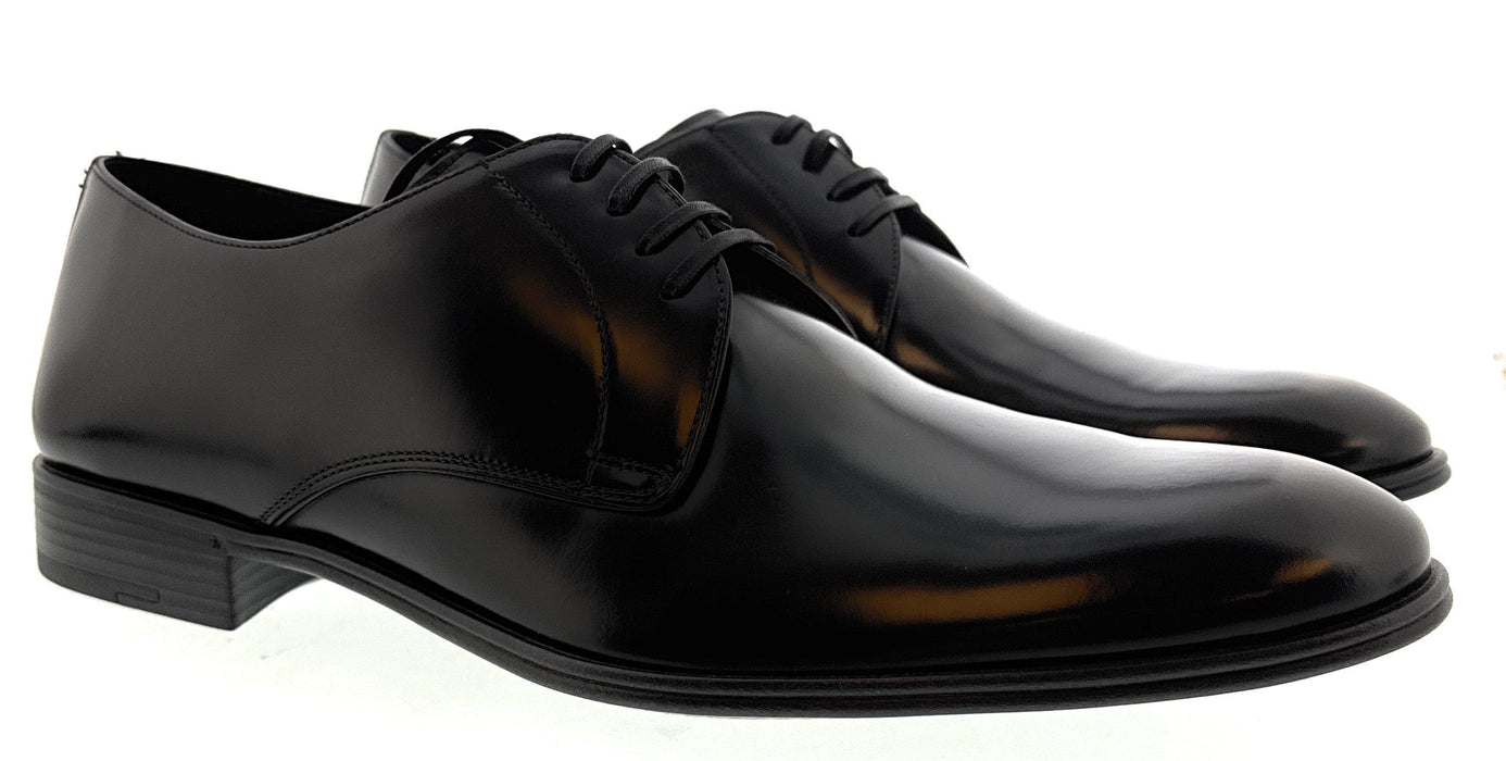 Dolce & Gabbana Men's Classic Black Leather Derby Dress Shoes-EU44.5