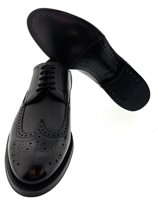 Dolce & Gabbana Men's Black Leather Wingtip Brogue Dress Shoes-EU40