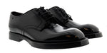 Dolce & Gabbana Men's Black Polished Leather Derby Dress Shoes-EU40