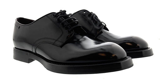 Dolce & Gabbana Men's Black Polished Leather Derby Dress Shoes-EU40