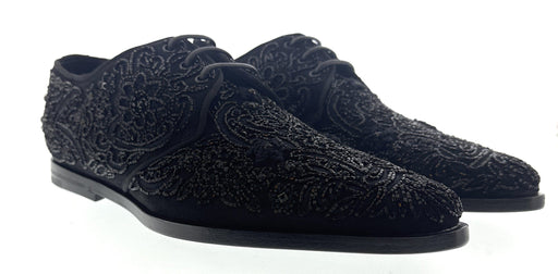 Dolce & Gabbana Men's Black Polished Leather Lace-Up Derby Shoes-EU39