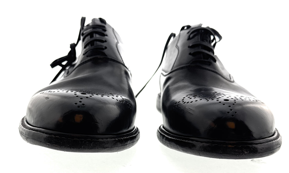 Dolce & Gabbana Men's Black Leather Brogue Dress Shoes-EU41