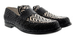Dolce & Gabbana Men's Black & White Woven Raffia Loafers Slip-On Shoes-EU39