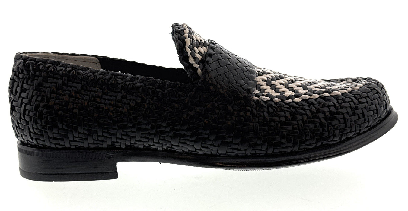 Dolce & Gabbana Men's Black & White Woven Raffia Loafers Slip-On Shoes-EU39