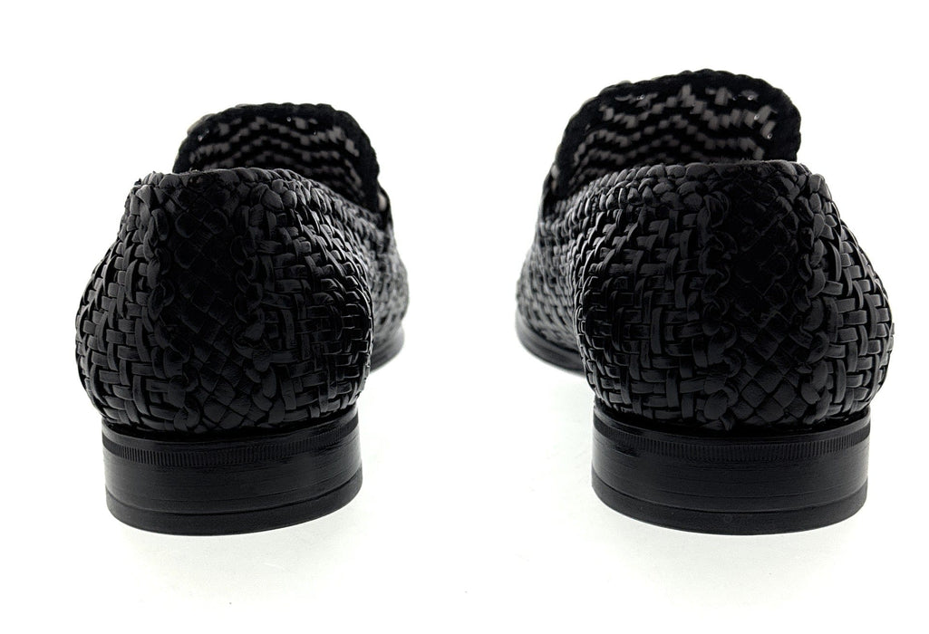 Dolce & Gabbana Men's Black & White Woven Raffia Loafers Slip-On Shoes-EU39