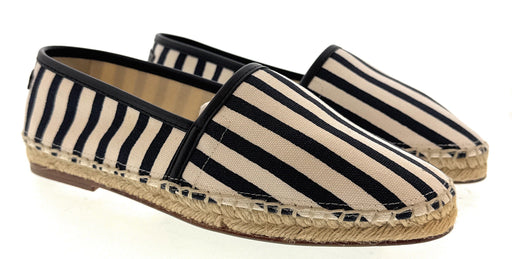 Dolce & Gabbana Men's Black & White Striped Canvas Espadrilles-EU40