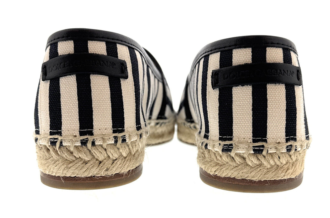 Dolce & Gabbana Men's Black & White Striped Canvas Espadrilles-EU40