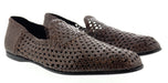 Dolce & Gabbana Men's Brown Woven Leather Slip-On Loafers Lightweight Summer Shoes-EU41