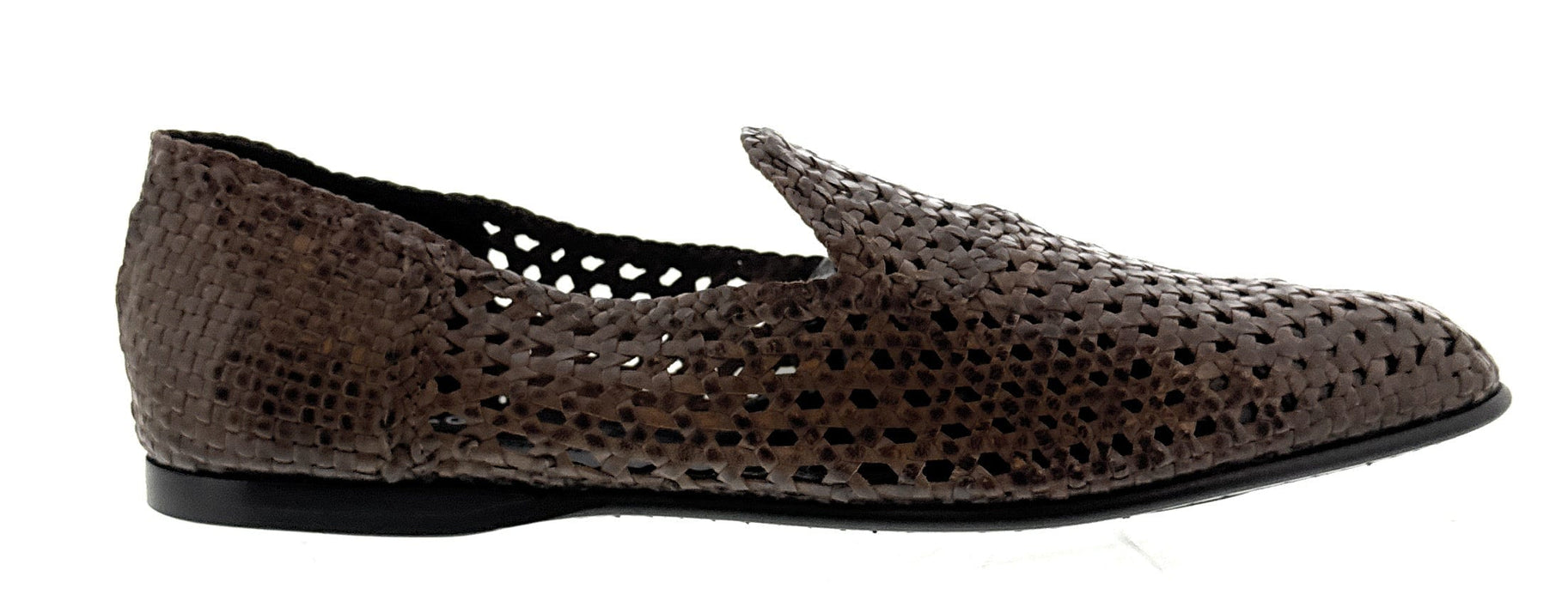 Dolce & Gabbana Men's Brown Woven Leather Slip-On Loafers Lightweight Summer Shoes-EU41