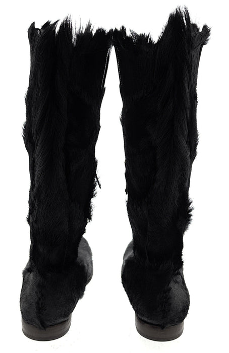 Dolce & Gabbana Black Furry Mens Winter Pull On Boots-43