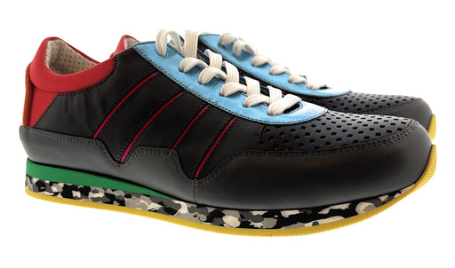 Dolce & Gabbana Men's Multi-Color Leather Lace-Up Sneakers Camouflage Sole Made in Italy-EU40