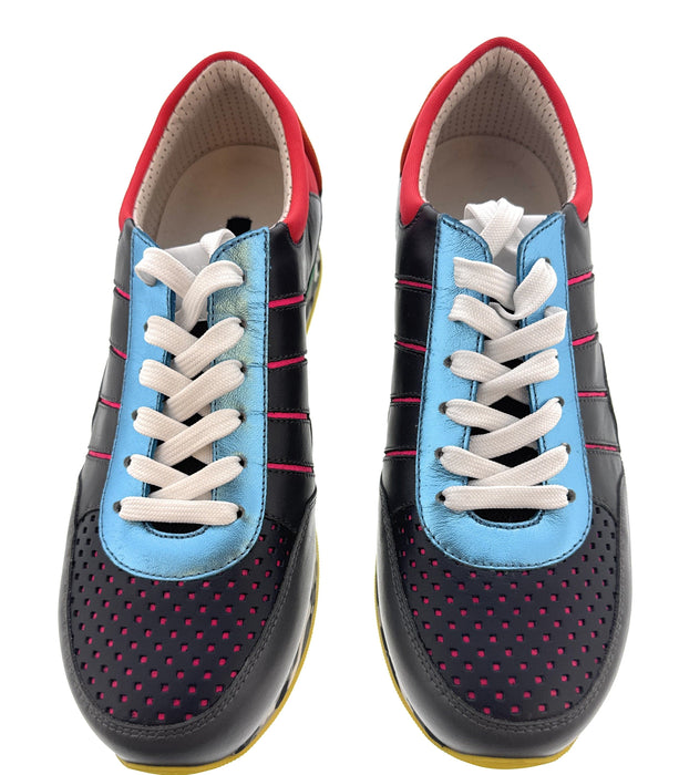 Dolce & Gabbana Men's Multi-Color Leather Lace-Up Sneakers Camouflage Sole Made in Italy-EU40