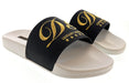 Dolce & Gabbana Men's Black & White Logo Slides Gold Embroidery Luxury Hotel Collection-EU39