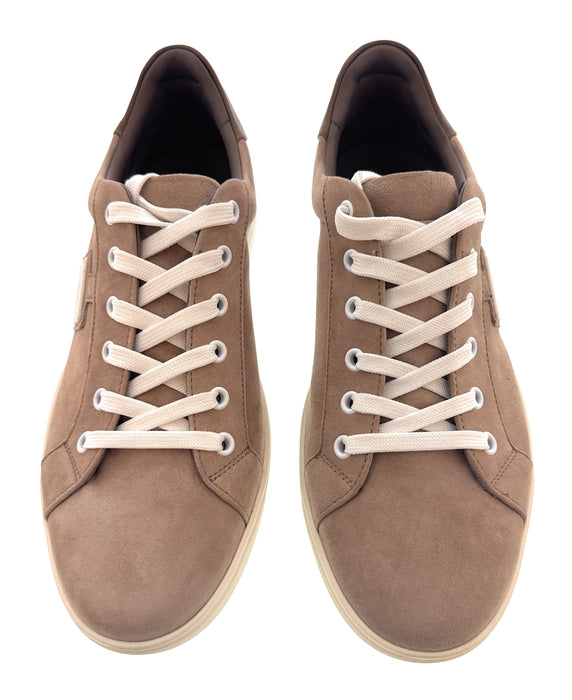 Dolce & Gabbana Men's Beige Suede Low-Top Sneakers with Logo Plaque-EU41