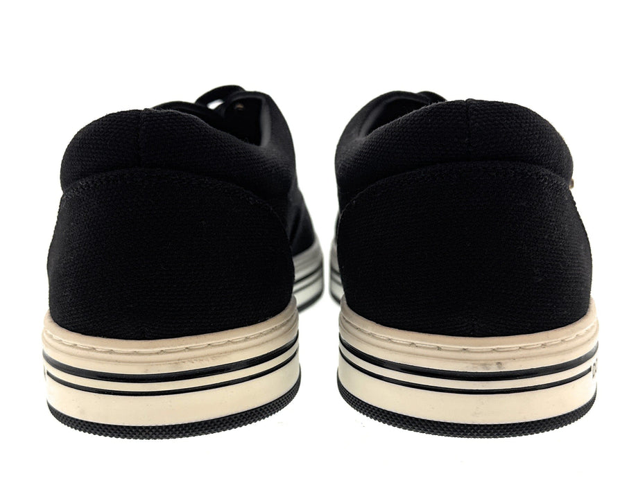 Dolce & Gabbana Men's Black Canvas Sneakers with Crown Cartoon Patch-EU39