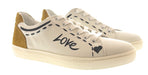Dolce & Gabbana Men's White Leather Sneakers with "Love" Graffiti Design-EU39.5