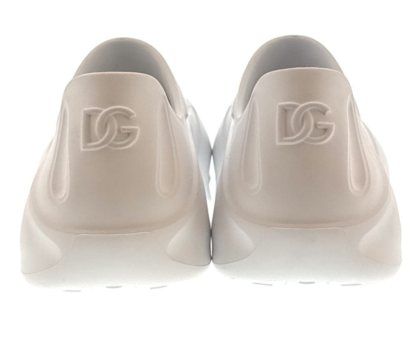 Dolce & Gabbana Men's White Rubber Slip-On Mules – Sculpted Futuristic Design-EU44