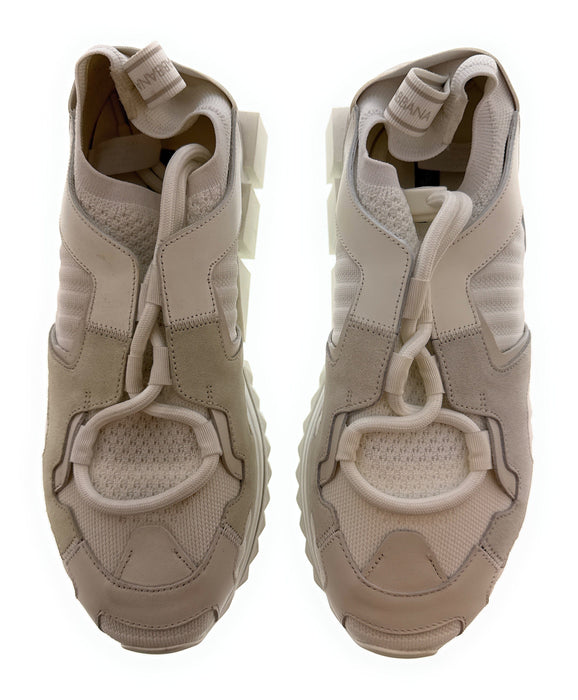 Dolce & Gabbana Men's White Techno-Fabric Sneakers – Chunky Futuristic Sole-EU41