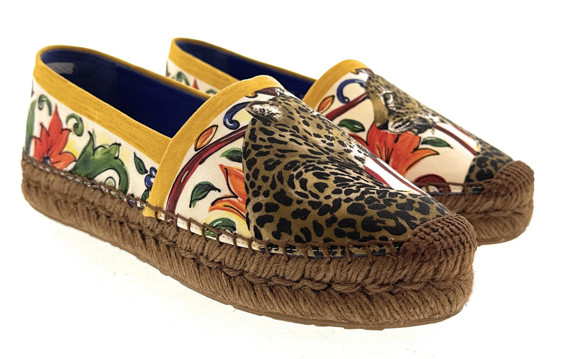 Dolce & Gabbana White Jungle Print Classic Espadrilles-37