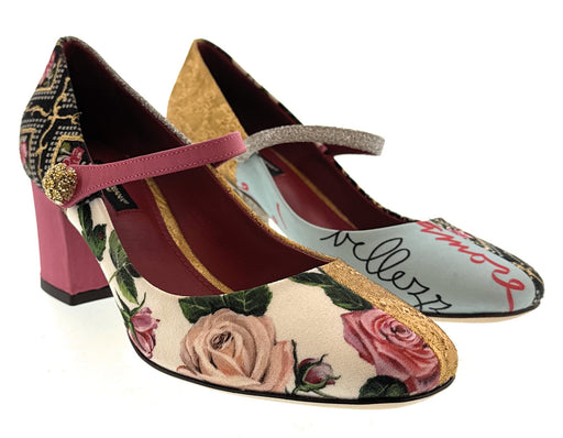 Dolce & Gabbana Multicolor Patchwork Classic Mary Jane Heels-35.5