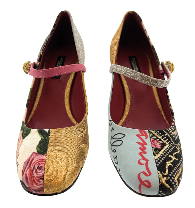 Dolce & Gabbana Multicolor Patchwork Classic Mary Jane Heels-35.5
