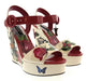 Dolce & Gabbana Multicolor White   Rose Garden Wedge Sandals-36