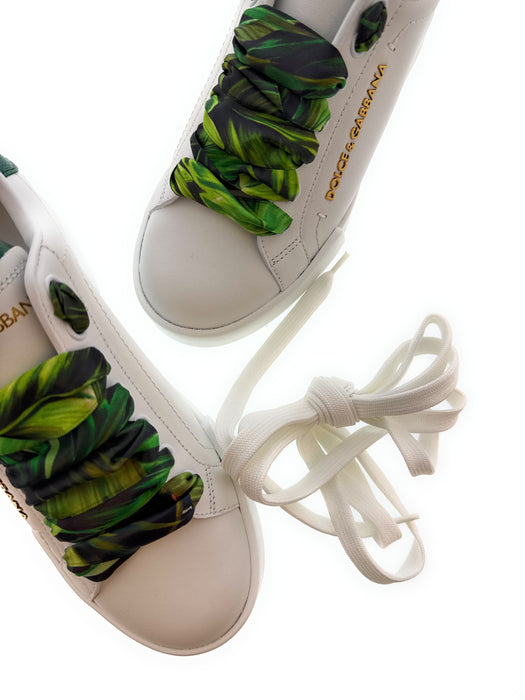 Dolce & Gabbana white Signature Embellished Lace Up Sneakers-35