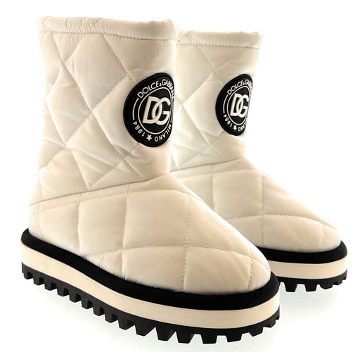 Dolce & Gabbana white Quilted Signature Winter Boots-35