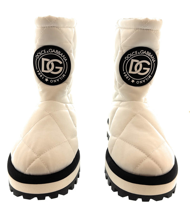 Dolce & Gabbana white Quilted Signature Winter Boots-35