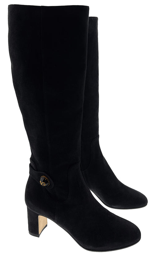 Dolce & Gabbana Block Heel Knee High Suede Boots-36.5