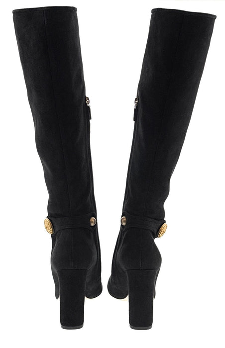 Dolce & Gabbana Block Heel Knee High Suede Boots-36