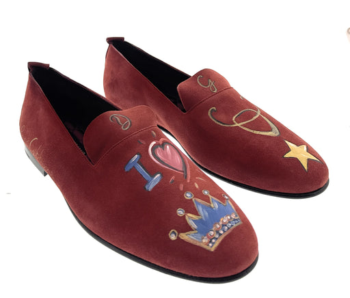 Dolce & Gabbana Red Velvet Loafers with Leather Sole - 39
