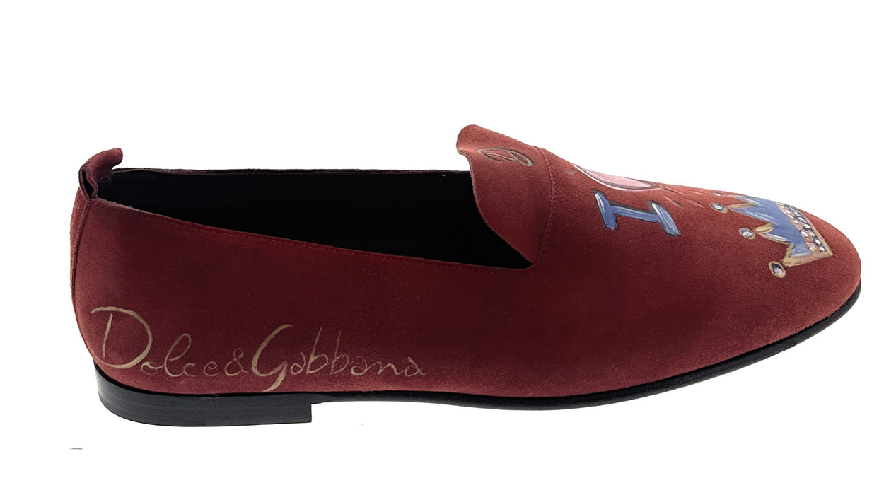 Dolce & Gabbana Red Velvet Loafers with Leather Sole - 39