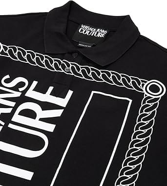 Versace Jeans Couture Black Graphic Logo Polo Shirt – Statement Streetwear Edge-