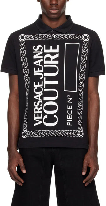 Versace Jeans Couture Black Graphic Logo Polo Shirt – Statement Streetwear Edge-